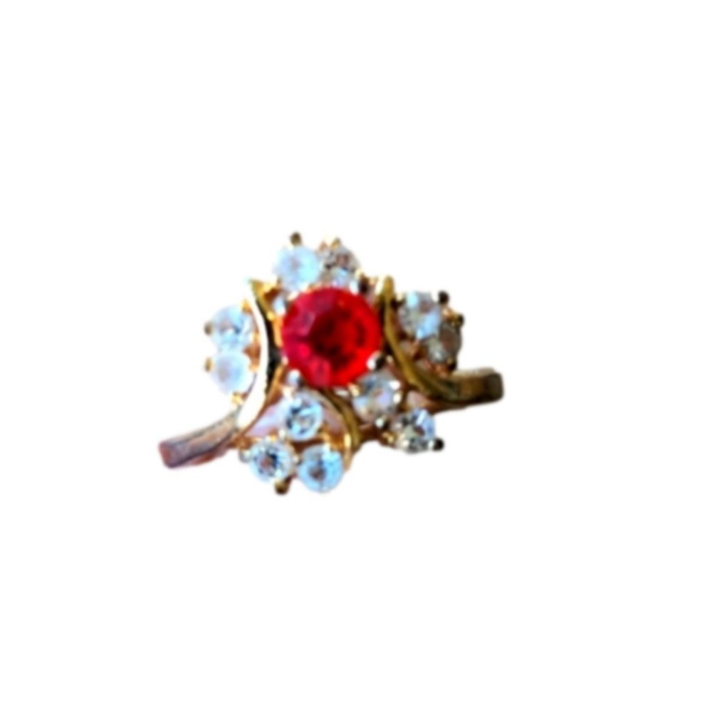 Vintage gold tone cluster stones ring, size 7.25-7.5